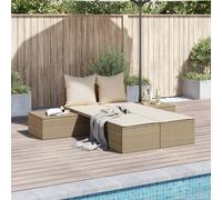 vidaXL Tumbona doble con cojines ratán sintético beige