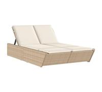 vidaXL Tumbona doble con cojines, ratán sintético – Beige