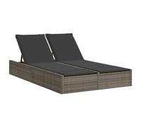 vidaXL Tumbona doble con cojines ratán sintético gris