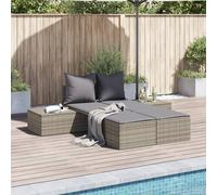 vidaXL Tumbona doble con cojines, respaldo ajustable, ratán sintético gris