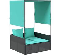 vidaXL: Tumbona doble con toldo y cortinas, de ratán sintético