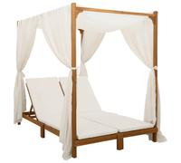 vidaXL Tumbona Doble con toldo y Cortinas Madera de Acacia Sólida