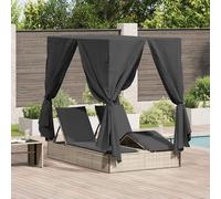 vidaXL Tumbona doble Gris Claro 205 x 129 x 200 cm ratán sintético