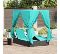 vidaXL Tumbona doble Tuquesa 205 x 129 x 200 cm ratán sintético