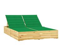 vidaXL Tumbona doble y cojines madera pino impregnada verde