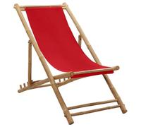 vidaXL Tumbona Hamaca Asiento Silla Jardín Patio Terraza Balcón Playa Camping Salón Aire Libre Exterior Cómodo de Bambú y Lona Rojo