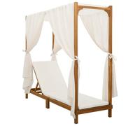 vidaXL Tumbona Individual con toldo y Cortinas Madera de Acacia Sólida