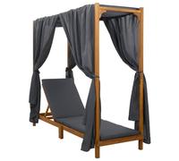 vidaXL Tumbona Individual con toldo y Cortinas Madera de Acacia Sólida