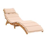 vidaXL Tumbona con cojín beige madera maciza de acacia para exterior 55 x 184 x 64 cm