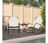 vidaXL Tumbona mecedora 2 unidades de acero y textilene color crema