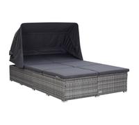 vidaXL Tumbona para 2 personas con cojín ratán sintético gris