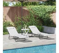 vidaXL Tumbona plegable 2 pcs Crema 182 x 55 x 85,5 cm Textileno