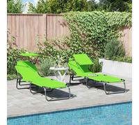 vidaXL Tumbona plegable 2 uds. oxford Verde