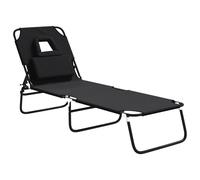 vidaXL Tumbona plegable acero recubrimiento en polvo tela Oxford negro
