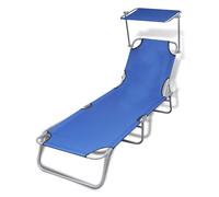 vidaXL Tumbona plegable con capota acero y tela azul