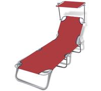 vidaXL Tumbona plegable con capota acero y tela roja