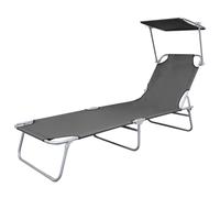 Vidaxl Tumbona Plegable con Capota de Acero y Tela Gris Gray