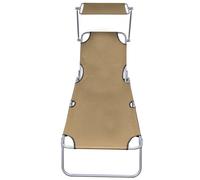 Vidaxl Tumbona Plegable con Capota de Acero y Tela Gris Taupé