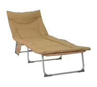 vidaXL Tumbona Plegable con cojín Beige, Sofá de Sol Ajustable, Tumbona Plegable, para jardín y terraza, sillón reclinable Exterior