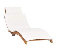 vidaXL Tumbona plegable con cojín blanco crema madera maciza de teca