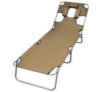 vidaXL Tumbona plegable con cojín de cabeza y respaldo ajustable gris