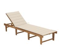 vidaXL Tumbona plegable con cojín madera maciza de acacia