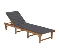 vidaXL Tumbona plegable con cojín madera maciza de acacia
