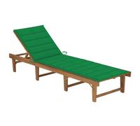vidaXL Tumbona plegable con cojín madera maciza de acacia
