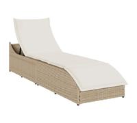 vidaXL Tumbona plegable con cojín y espacio beige ratán sintético
