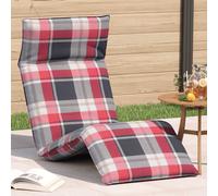 vidaXL Tumbona plegable con estampado de cuadros rojos, 175 x 54 x 8,5 cm, tejido Oxford