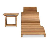 Vidaxl Tumbona Plegable con Mesa de Madera Maciza de Teca 1