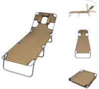 vidaXL: Tumbona plegable con reposacabezas y respaldo ajustable, color taupé - Tumbonas