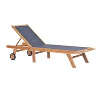 vidaXL Tumbona plegable con ruedas teca maciza y textilene