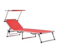 vidaXL Tumbona plegable con techo aluminio y textileno roja