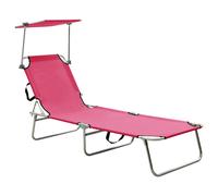 vidaXL Tumbona plegable con toldo aluminio rosa