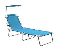 vidaXL Tumbona plegable con toldo de acero azul turquesa