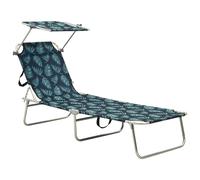 vidaXL Tumbona plegable con toldo de acero estampado de hojas