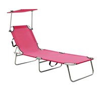 vidaXL Tumbona plegable con toldo de acero rosa magenta