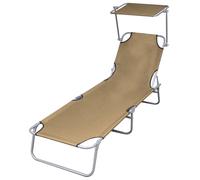vidaXL Tumbona plegable con toldo de acero taupé