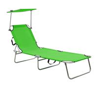 vidaXL Tumbona plegable con toldo de acero verde manzana