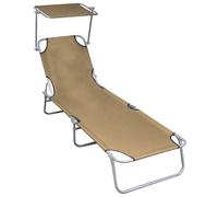 vidaXL Tumbona plegable con toldo de aluminio gris taupe