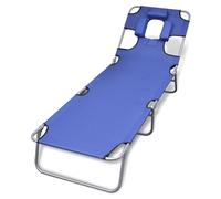 vidaXL Tumbona plegable de acero con cojín de cabeza acero azul