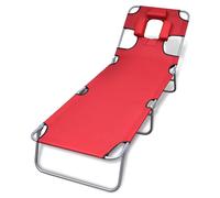 vidaXL Tumbona plegable de acero con cojín de cabeza acero roja
