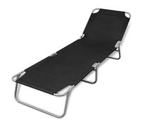 vidaXL Tumbona plegable de acero con recubrimiento polvo negro