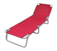 vidaXL Tumbona plegable de acero con recubrimiento polvo rojo
