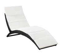 vidaXL Tumbona plegable de jardín con cojín ratán sintético gris/negro