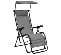 vidaXL Silla reclinable plegable, tela Textilene, color gris