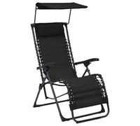 vidaXL Tumbona plegable de textilene negro