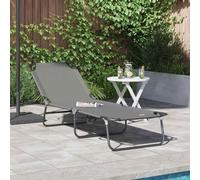 vidaXL Silla de jardín plegable, color gris, 188 x 57 x 86,5 cm, material: poliéster