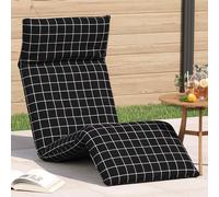 vidaXL Tumbona plegable negra con estampado de cuadros, 175 x 54 x 8,5 cm, tejido Oxford